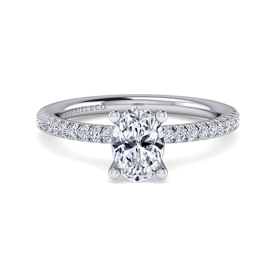 Gabriel - 14K White Gold Oval Diamond Engagement Ring