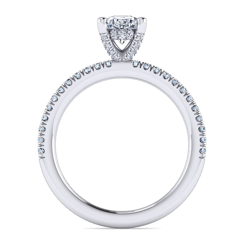 14K White Gold Oval Diamond Engagement Ring