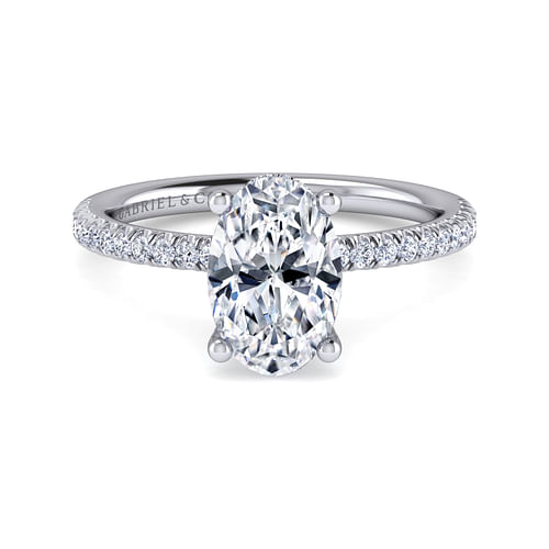 14K White Gold Oval Diamond Engagement Ring