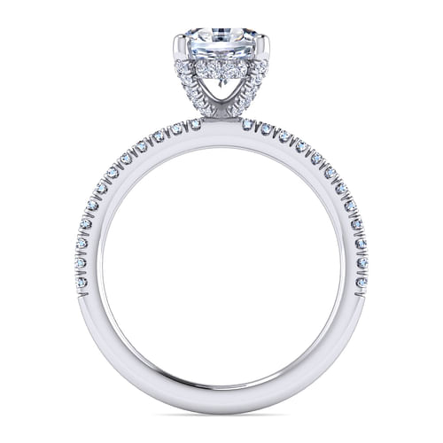 14K White Gold Oval Diamond Engagement Ring