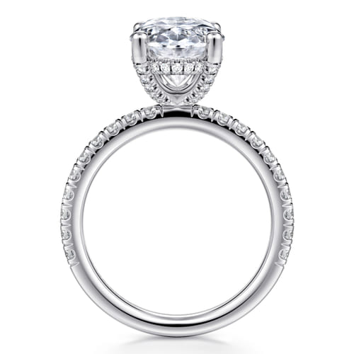 14K White Gold Oval Diamond Engagement Ring