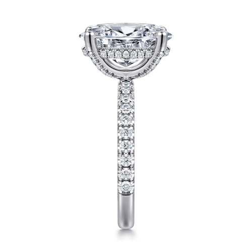 14K White Gold Oval Diamond Engagement Ring
