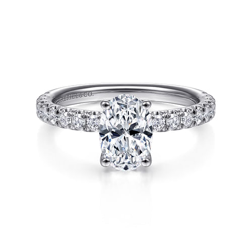 14K White Gold Oval Diamond Engagement Ring