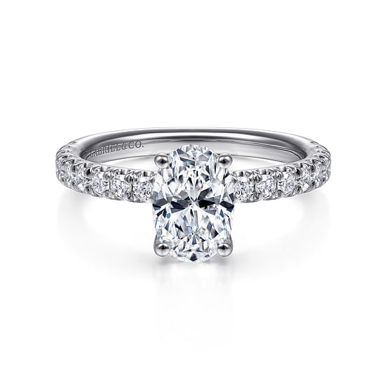 Gabriel - 14K White Gold Oval Diamond Engagement Ring