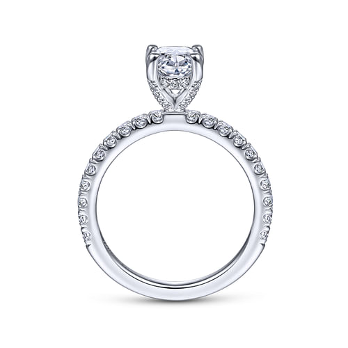 14K White Gold Oval Diamond Engagement Ring