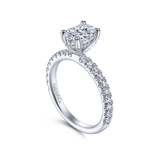 14K White Gold Oval Diamond Engagement Ring