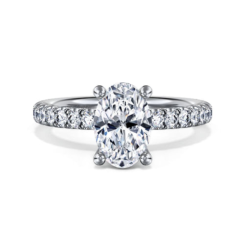 14K White Gold Oval Diamond Engagement Ring