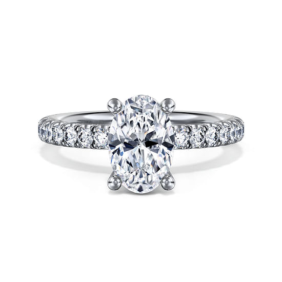Gabriel - 14K White Gold Oval Diamond Engagement Ring