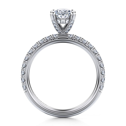 14K White Gold Oval Diamond Engagement Ring