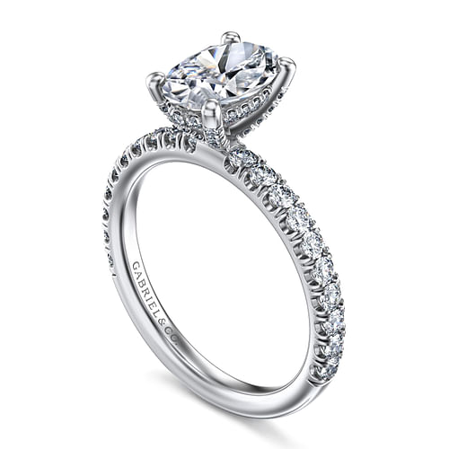 14K White Gold Oval Diamond Engagement Ring