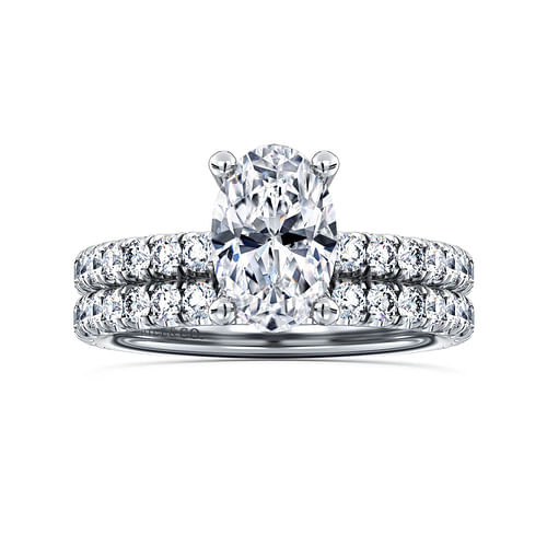 14K White Gold Oval Diamond Engagement Ring