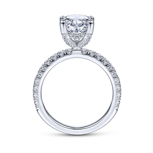 14K White Gold Oval Diamond Engagement Ring