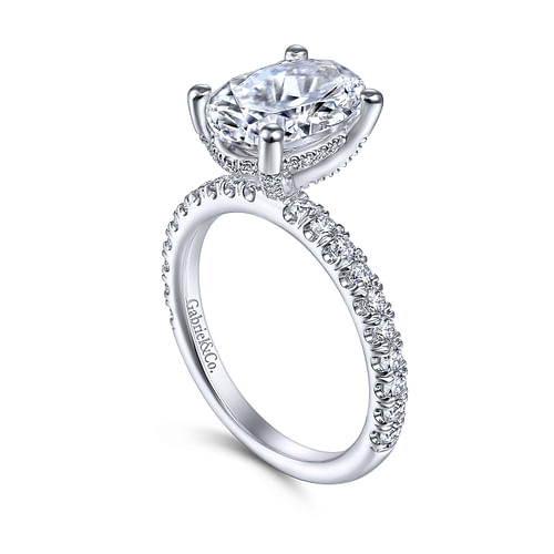 14K White Gold Oval Diamond Engagement Ring