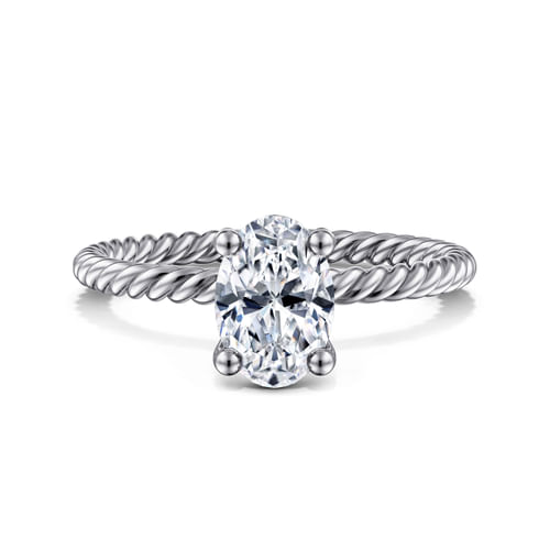 14K White Gold Oval Diamond Engagement Ring