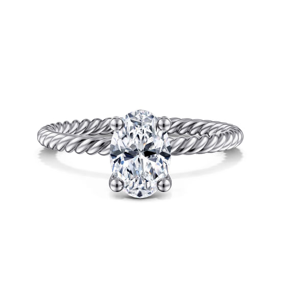 Gabriel - 14K White Gold Oval Diamond Engagement Ring