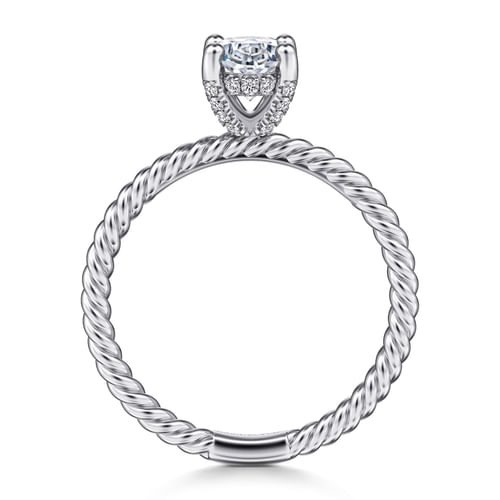 14K White Gold Oval Diamond Engagement Ring