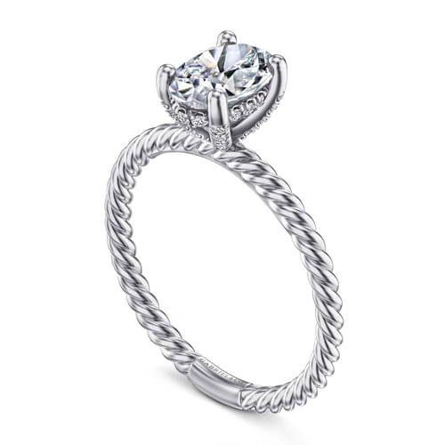 14K White Gold Oval Diamond Engagement Ring