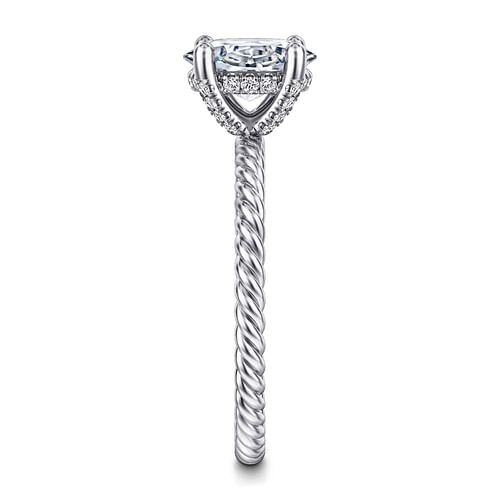 14K White Gold Oval Diamond Engagement Ring