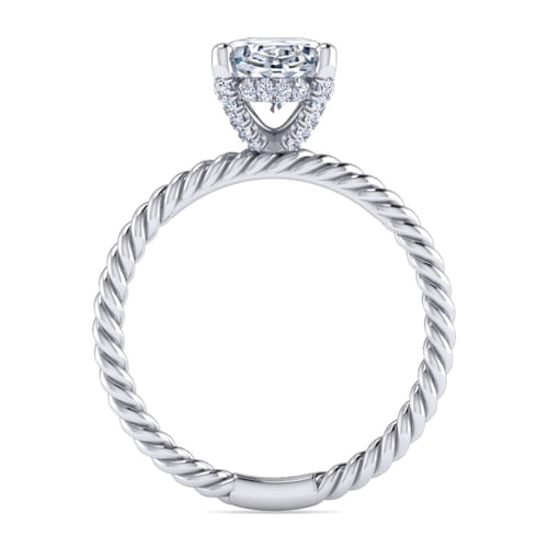 14K White Gold Oval Diamond Engagement Ring