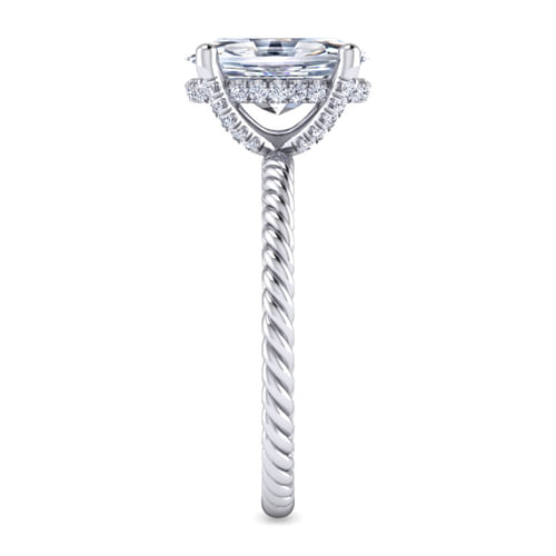 14K White Gold Oval Diamond Engagement Ring