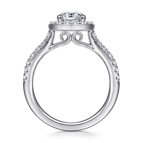 14K White Gold Oval Diamond Engagement Ring