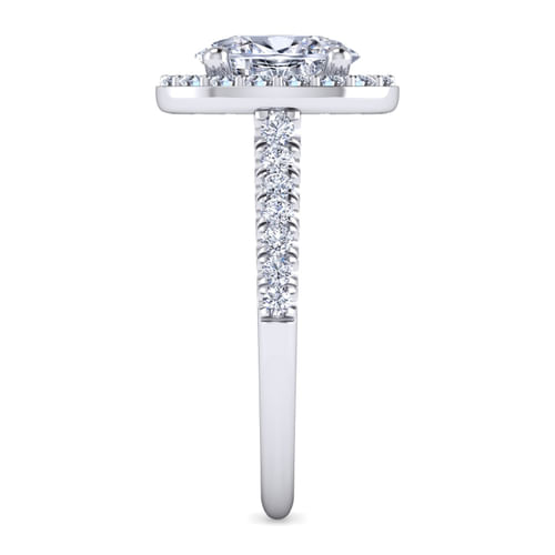 14K White Gold Oval Diamond Engagement Ring