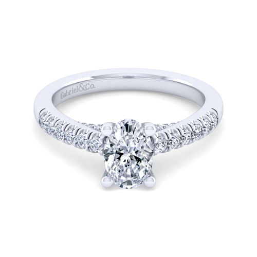14K White Gold Oval Diamond Engagement Ring