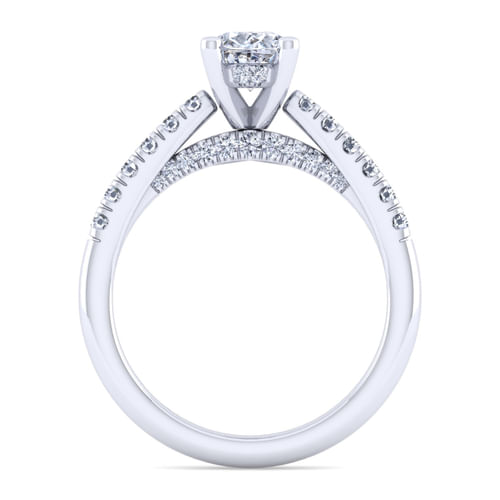 14K White Gold Oval Diamond Engagement Ring