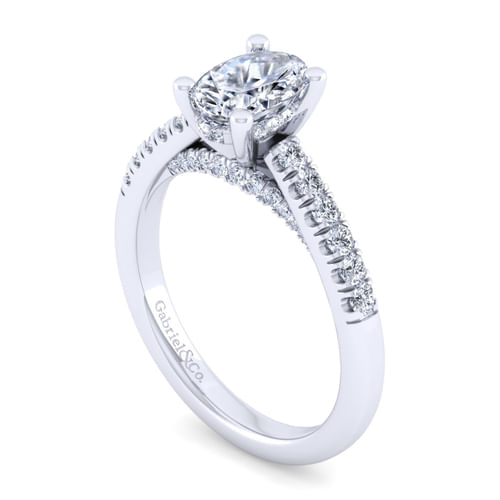 14K White Gold Oval Diamond Engagement Ring