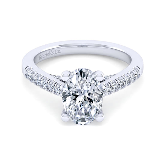 Gabriel - 14K White Gold Oval Diamond Engagement Ring