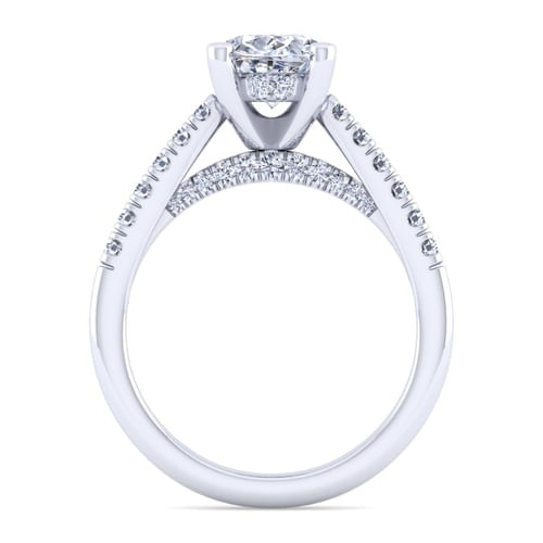 14K White Gold Oval Diamond Engagement Ring