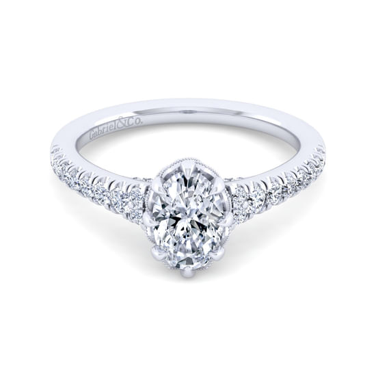 Gabriel - 14K White Gold Oval Diamond Engagement Ring