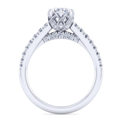 14K White Gold Oval Diamond Engagement Ring