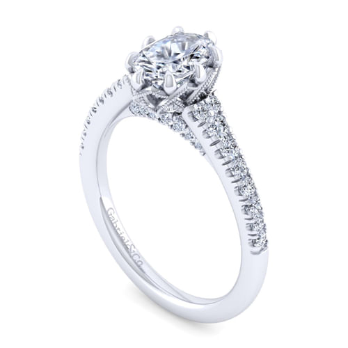 14K White Gold Oval Diamond Engagement Ring
