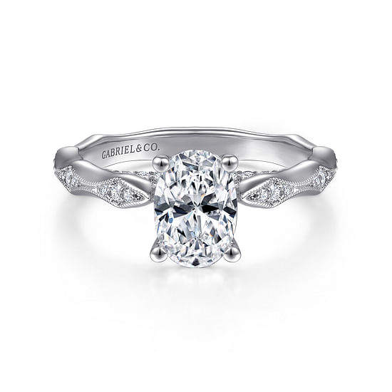 Gabriel - 14K White Gold Oval Diamond Engagement Ring