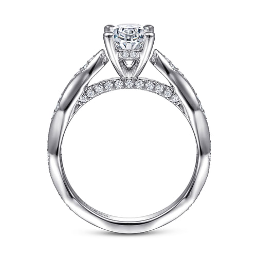 14K White Gold Oval Diamond Engagement Ring