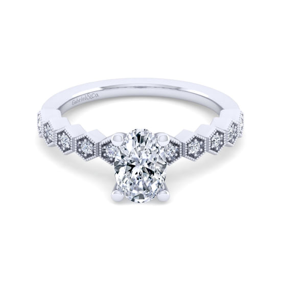 Gabriel - 14K White Gold Oval Diamond Engagement Ring