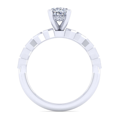 14K White Gold Oval Diamond Engagement Ring