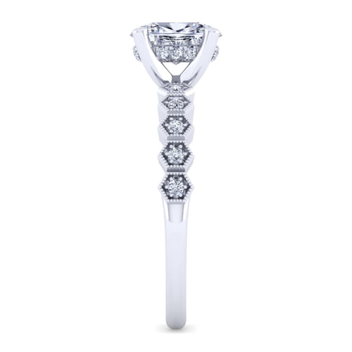 14K White Gold Oval Diamond Engagement Ring