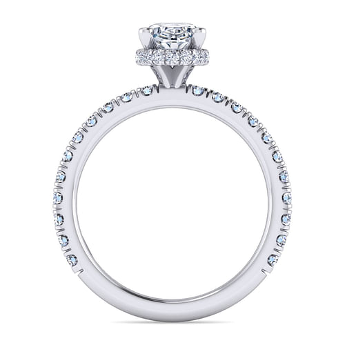 14K White Gold Oval Diamond Engagement Ring