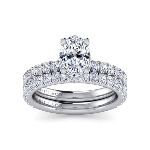 14K White Gold Oval Diamond Engagement Ring