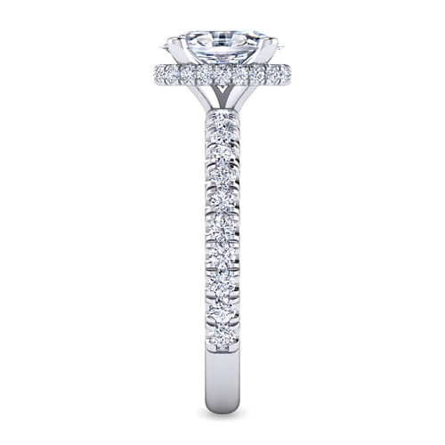 14K White Gold Oval Diamond Engagement Ring