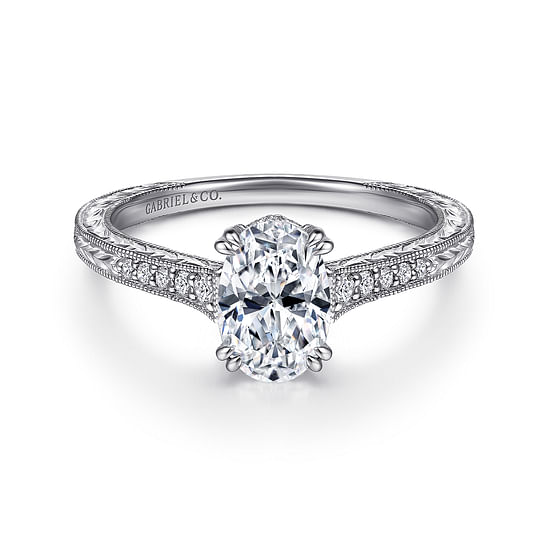 Gabriel - 14K White Gold Oval Diamond Engagement Ring