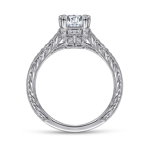 14K White Gold Oval Diamond Engagement Ring