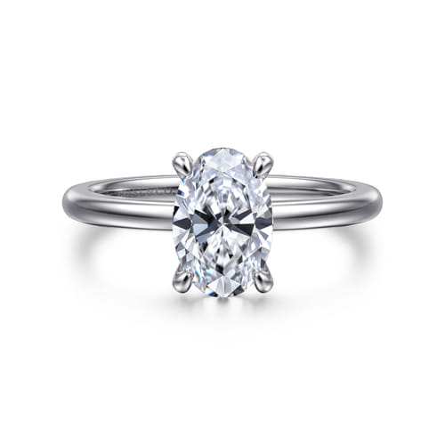 14K White Gold Oval Diamond Engagement Ring