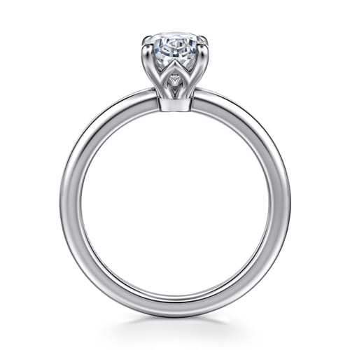14K White Gold Oval Diamond Engagement Ring