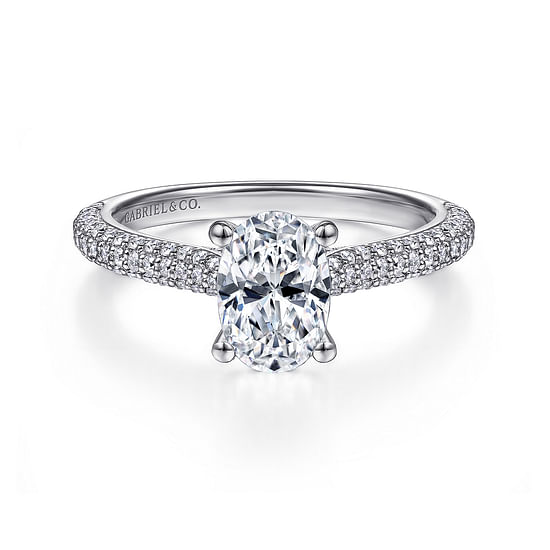 Gabriel - 14K White Gold Oval Diamond Engagement Ring