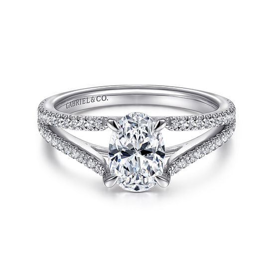 Gabriel - 14K White Gold Oval Diamond Engagement Ring