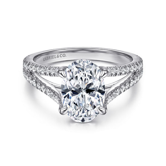 Gabriel - 14K White Gold Oval Diamond Engagement Ring