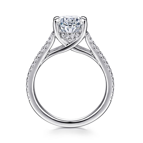 14K White Gold Oval Diamond Engagement Ring